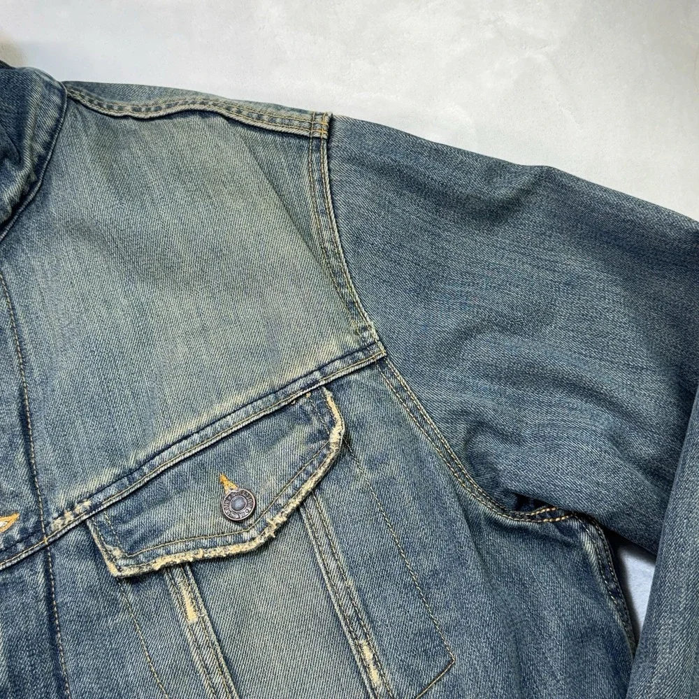 Old Navy Denim Sherpa Trucker Jacket Men's L Blue Jean Fleece Lined Western